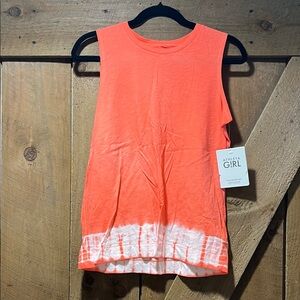Athleta Girl Vibrant Orange Tank with White Accents